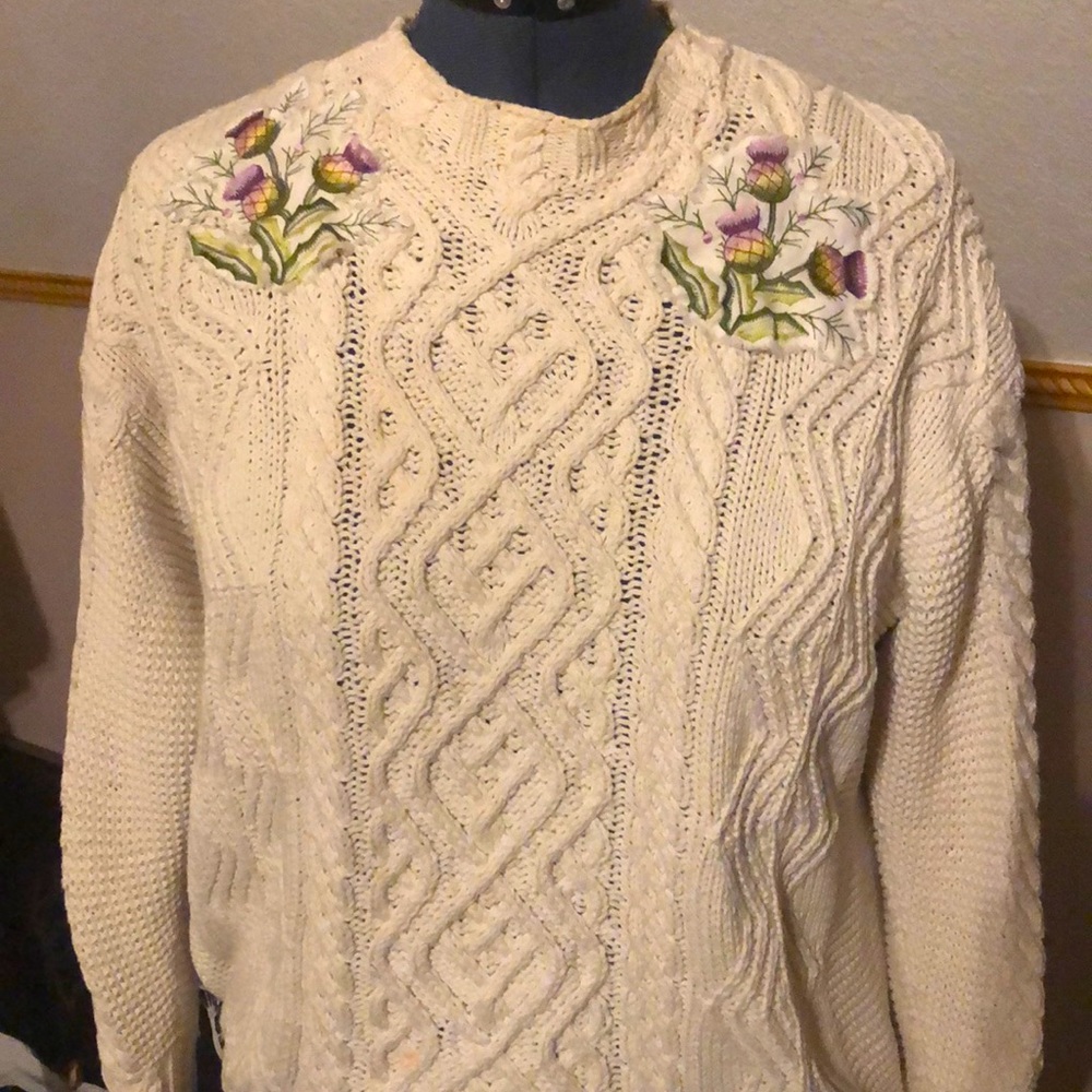 Upcycled Cable Knit Cotton Sweater